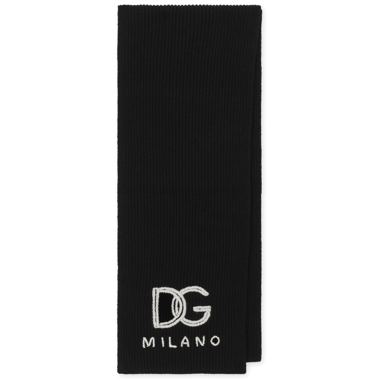 Dolce & Gabbana Fisherman’s rib cashmere scarf with DG logo Scarves Hats & Gloves