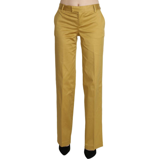 Just Cavalli Mustard Yellow Straight Formal Trousers Pants