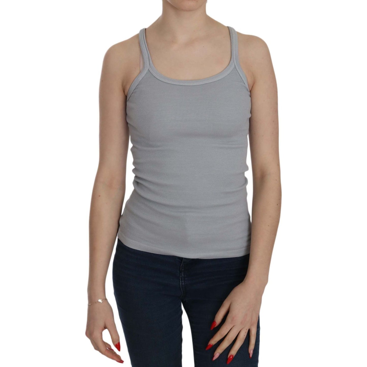 PINK MEMORIES Light Grey Sleeveless Spaghetti Strap Blouse TSH3916-38