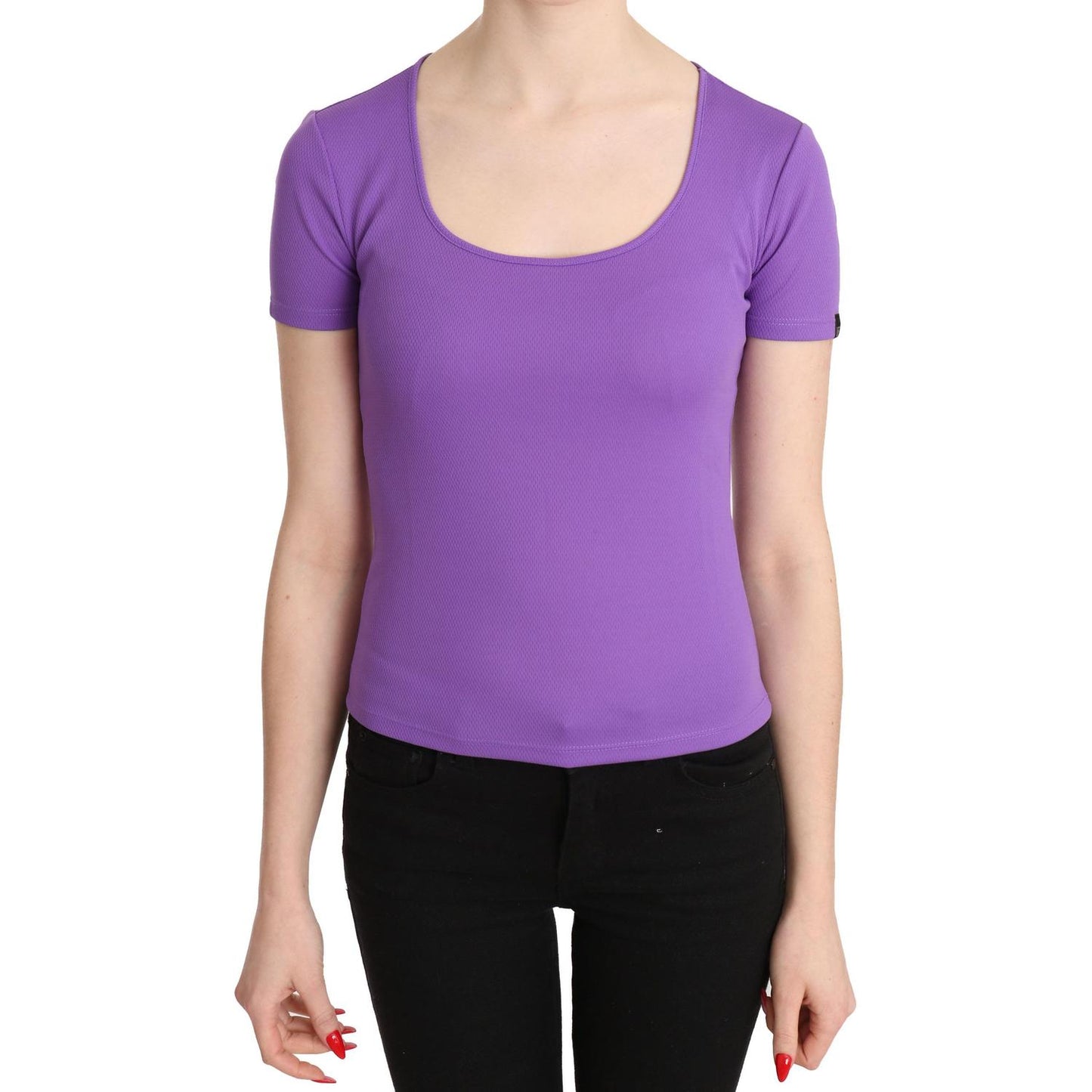GF Ferre Purple 100% Polyester Short Sleeve Top Blouse