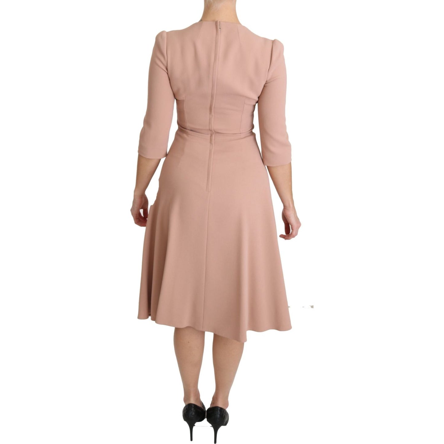 Dolce & Gabbana Pink 3/4 Sleeves A-line Viscose Dress