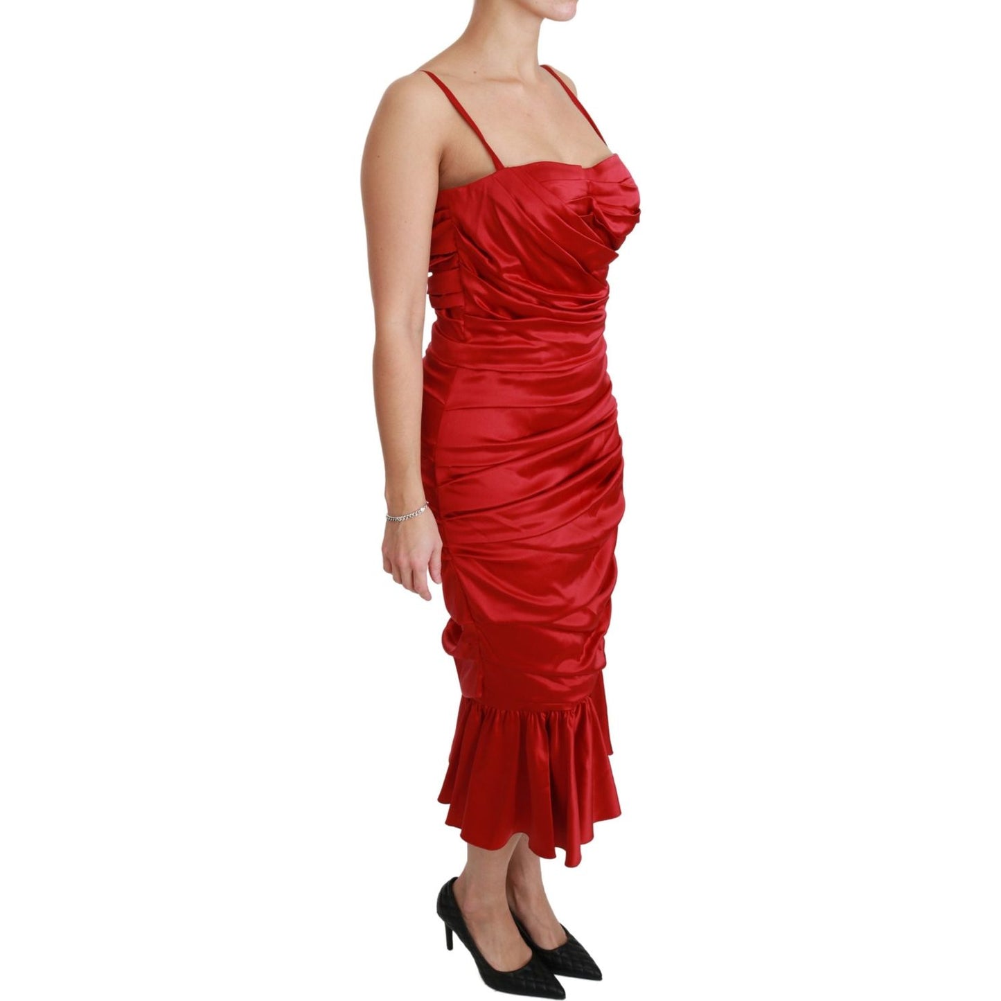 Dolce & Gabbana Red Silk Stretch Mermaid Bodycon Dress