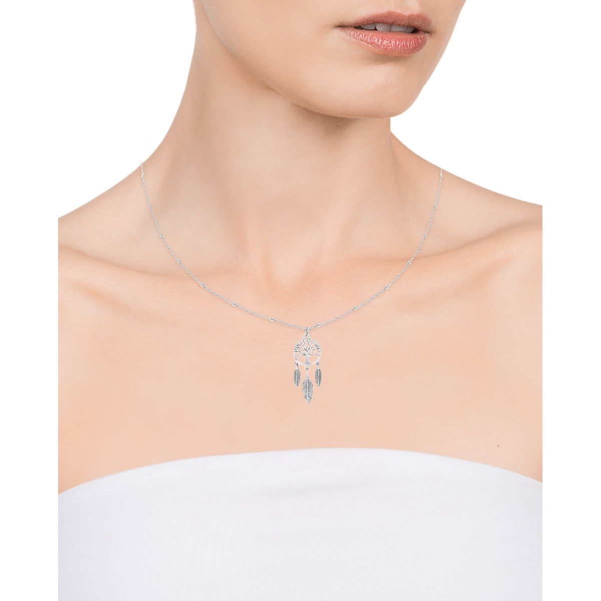 VICEROY JEWELS Mod. 13048C000-00 necklace for women, silver 925°, quartz analog, worn by a model, featuring elegant design.