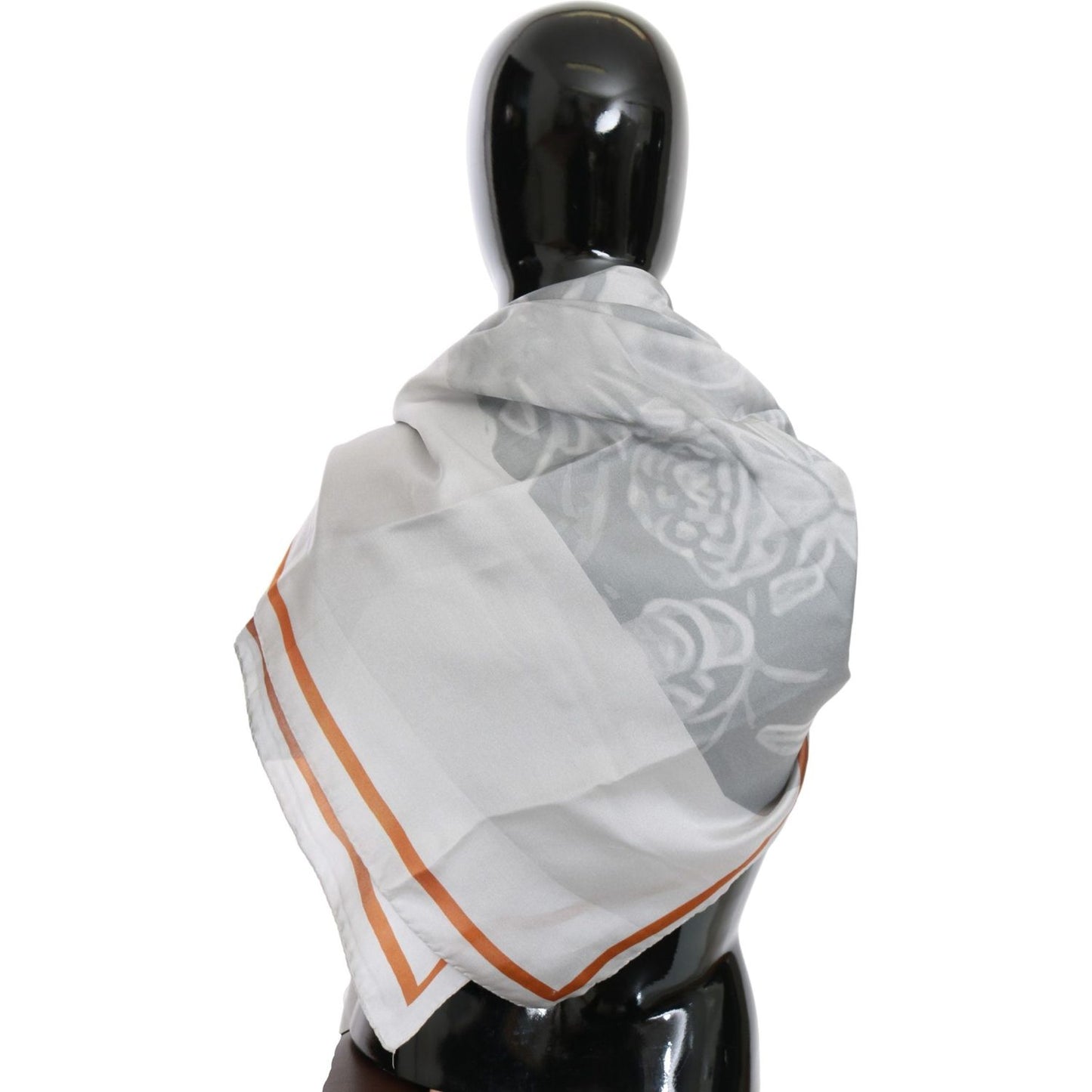 Costume National Gray Red Silk Shawl Foulard Wrap Scarf Silk Wrap Shawls