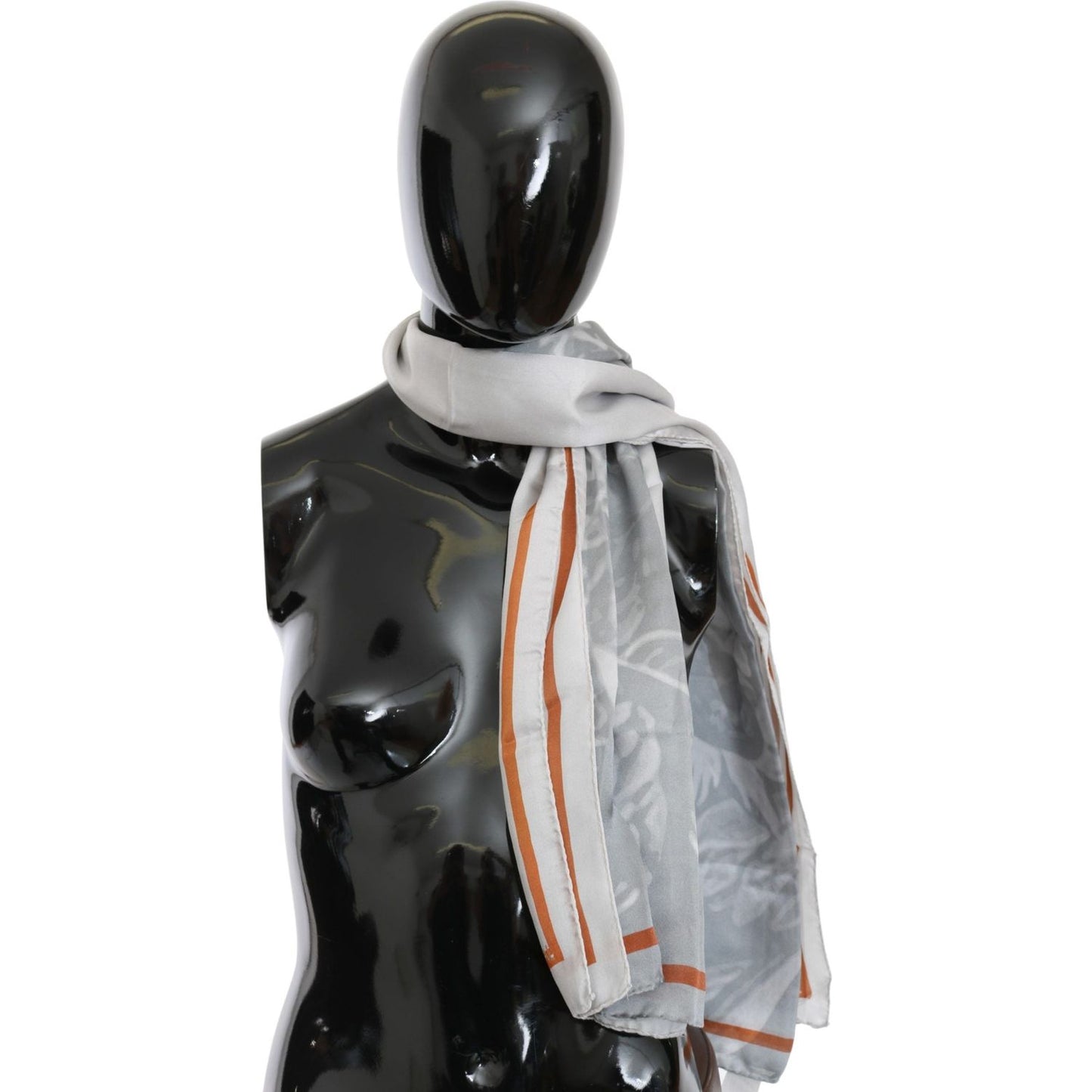 Costume National Gray Red Silk Shawl Foulard Wrap Scarf Silk Wrap Shawls