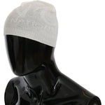 Costume National Beanie White Wool Blend Branded Hat Beanie Hat