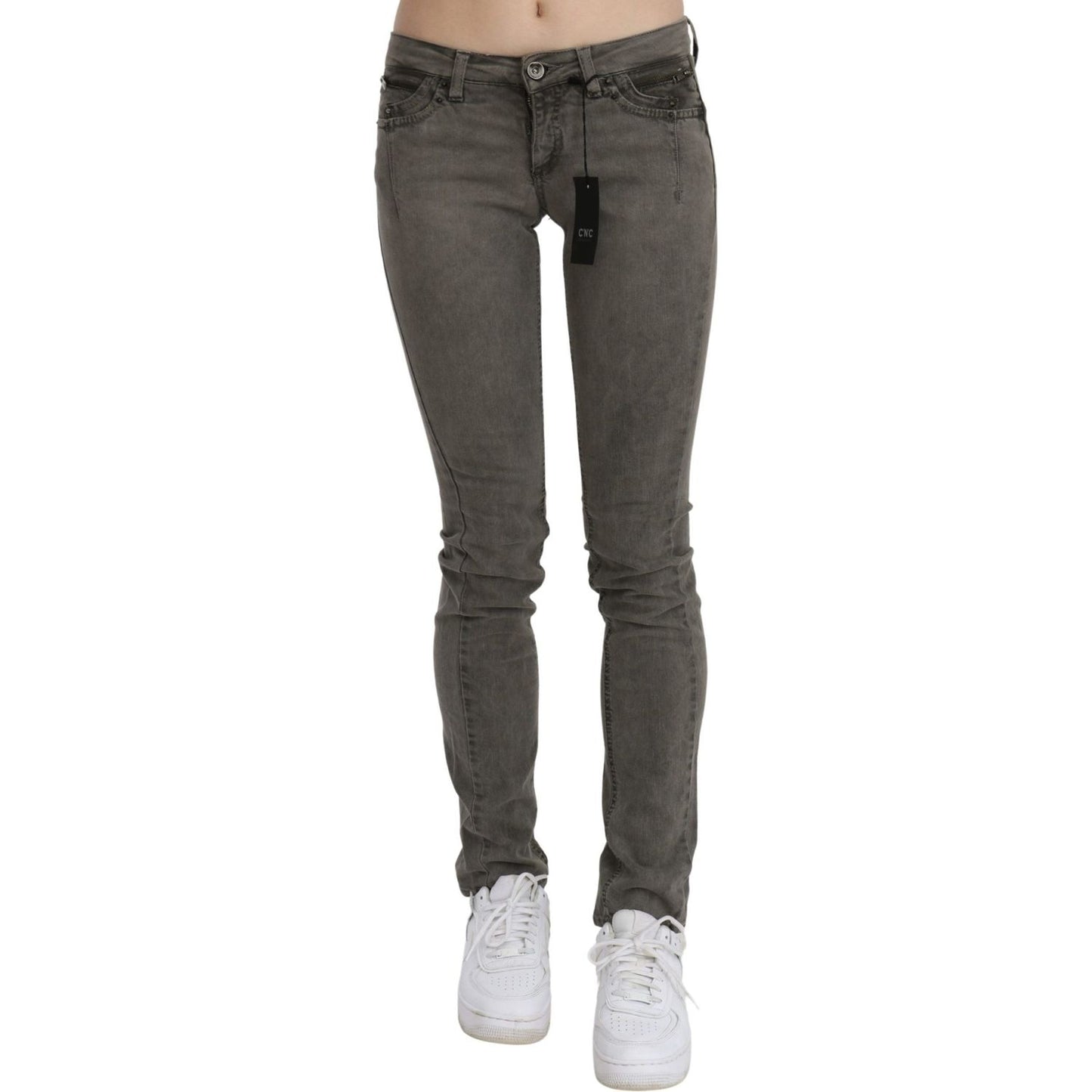 Costume National Gray Low Waist Skinny Denim Cotton Jeans