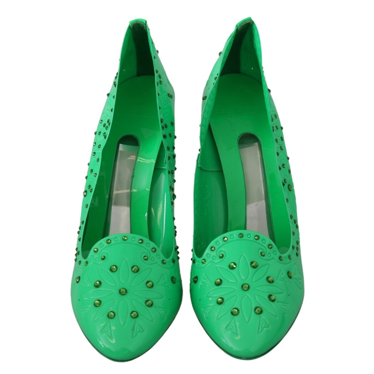 Dolce & Gabbana Green Crystal Floral Heels CINDERELLA Shoes