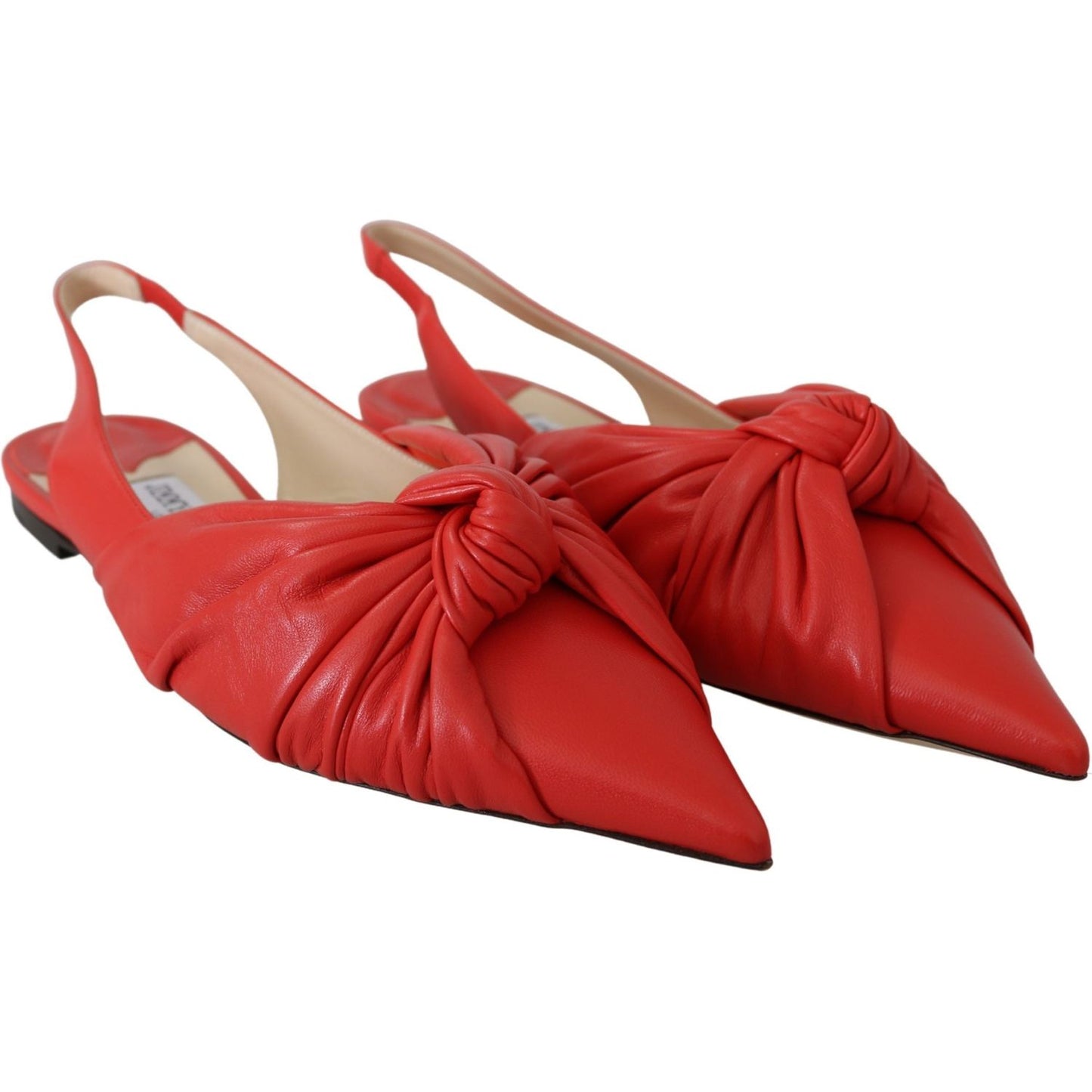 Jimmy Choo Chic Red Pointed Toe Leather Flats Shoes