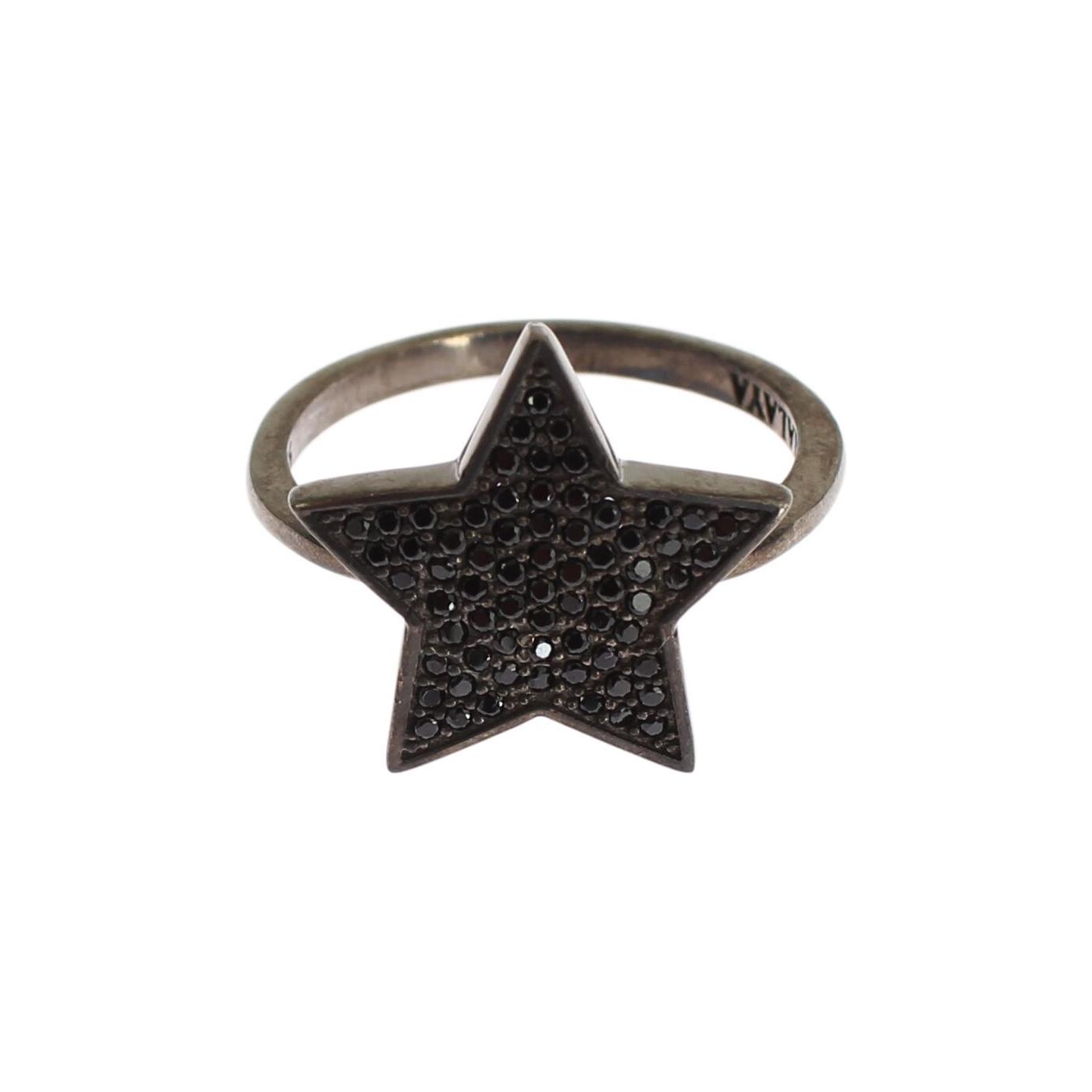 Nialaya Black CZ Star 925 Silver Womens Ring Ring