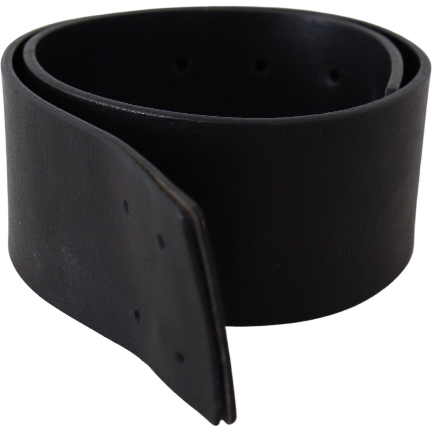 GF Ferre Black Genuine Leather Wide Logo Waist Belt Belt