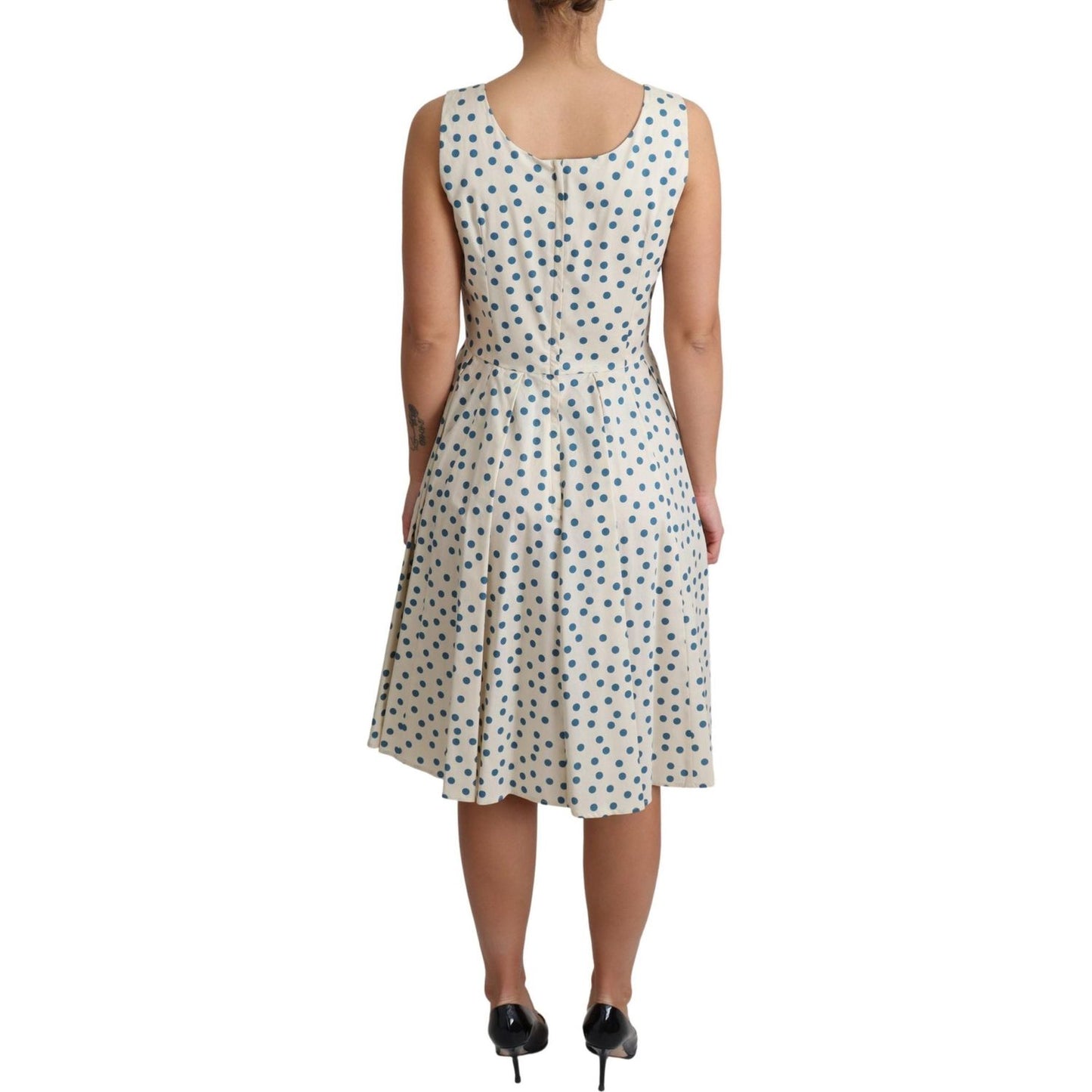 Dolce & Gabbana Beige Dotted Cotton A-Line Gown Dress Dresses