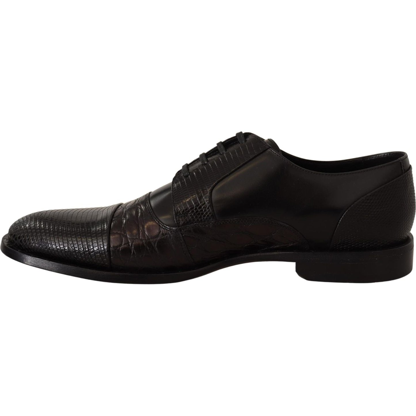 Dolce & Gabbana Black Leather Exotic Skins Formal Shoes