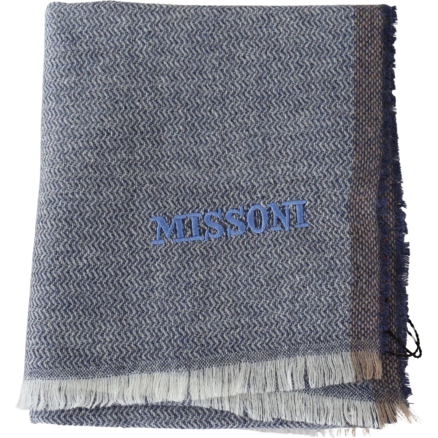 Missoni Gray Striped Wool Unisex Neck Wrap Fringes Scarf MS2043BG