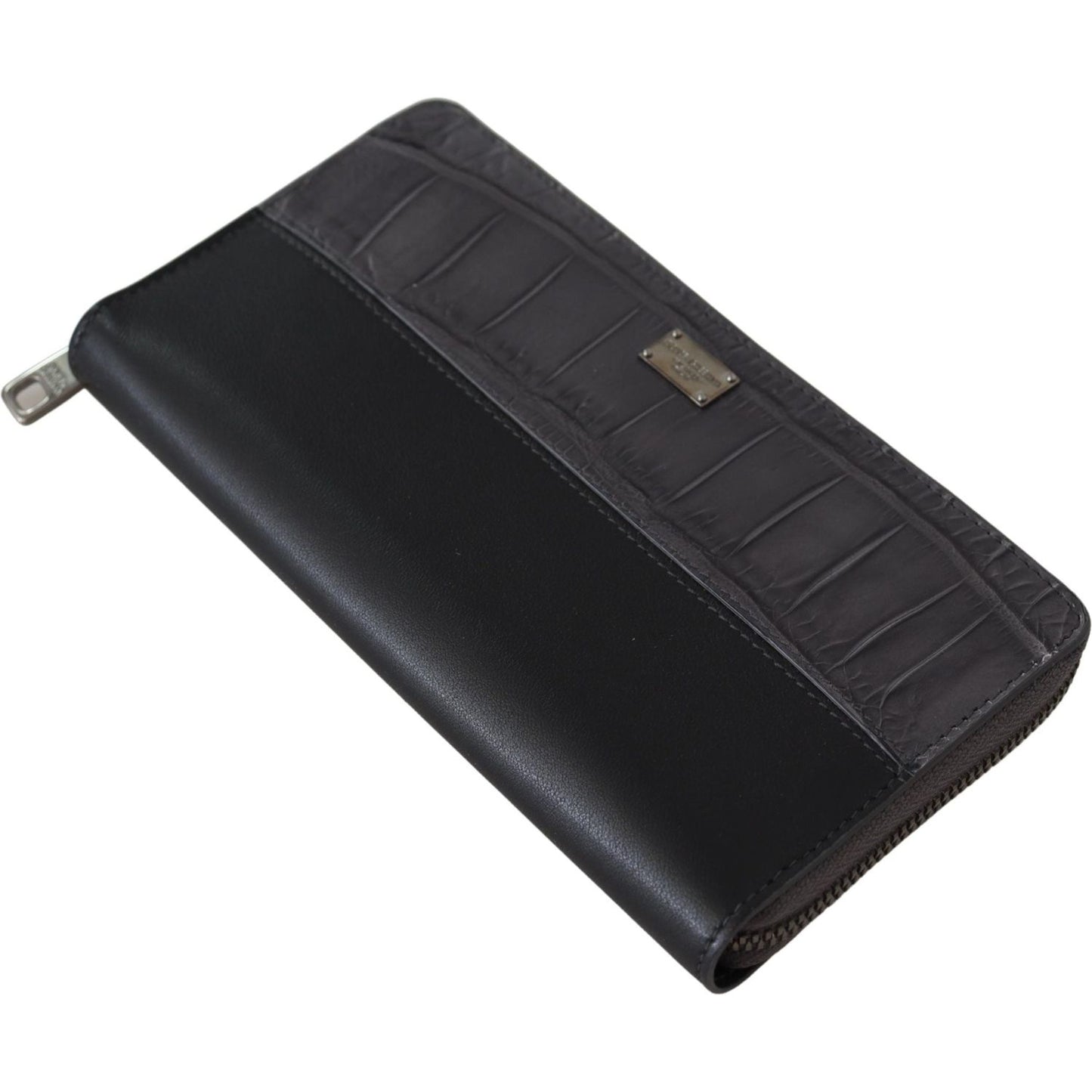 Dolce & Gabbana Black Zip Around Continental Clutch Leather Wallet