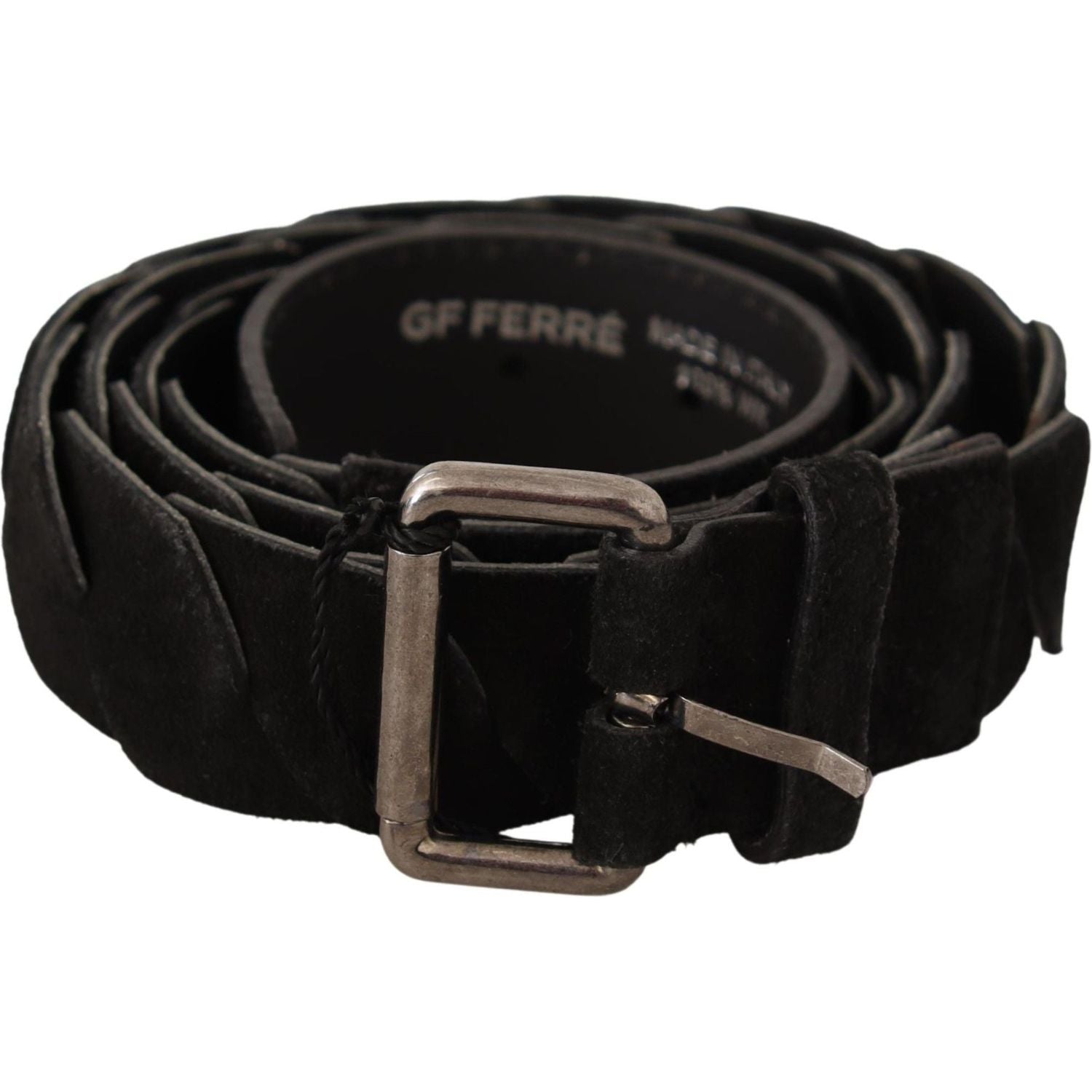 GF Ferre Black WX Silver Tone Buckle Waist Belt
