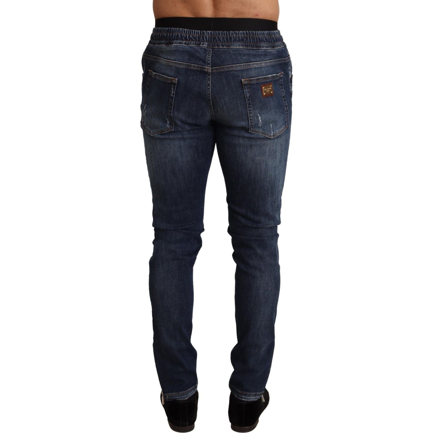 Dolce & Gabbana Blue Cotton Stretch Tattered Denim Jeans