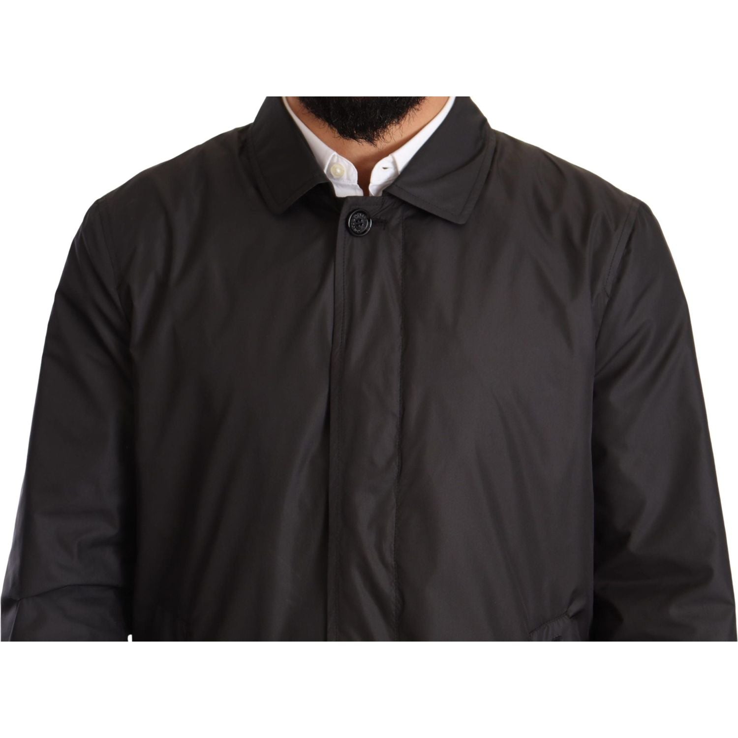 Dolce & Gabbana Black Polyester Mens Trench Coat Jacket
