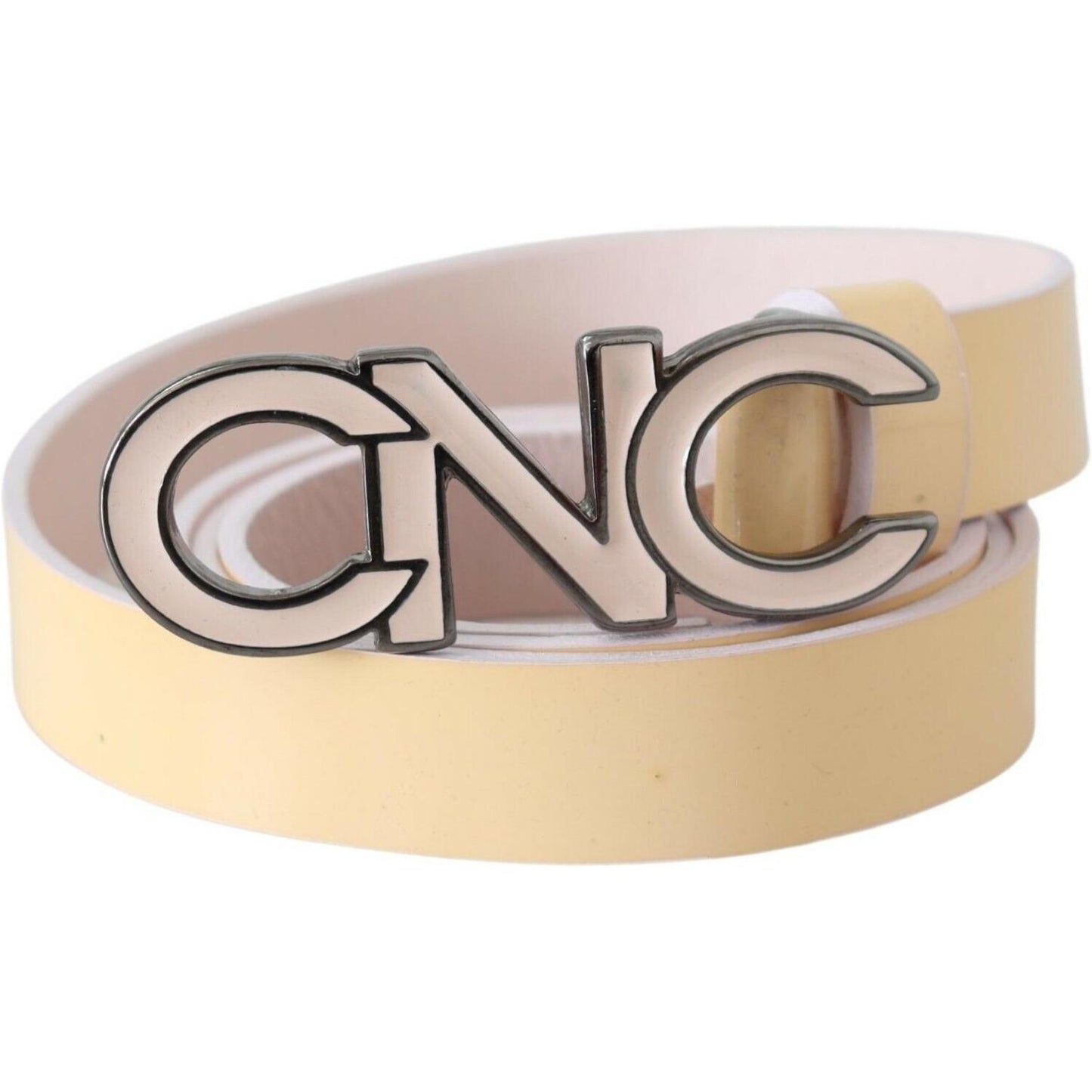 Costume National Beige Leather Pink Letter Logo Belt WOMAN BELTS