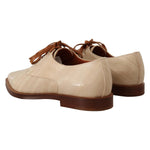 Dolce & Gabbana White Eel Leather Lace Up Formal Flats Shoes LA9658 - 39