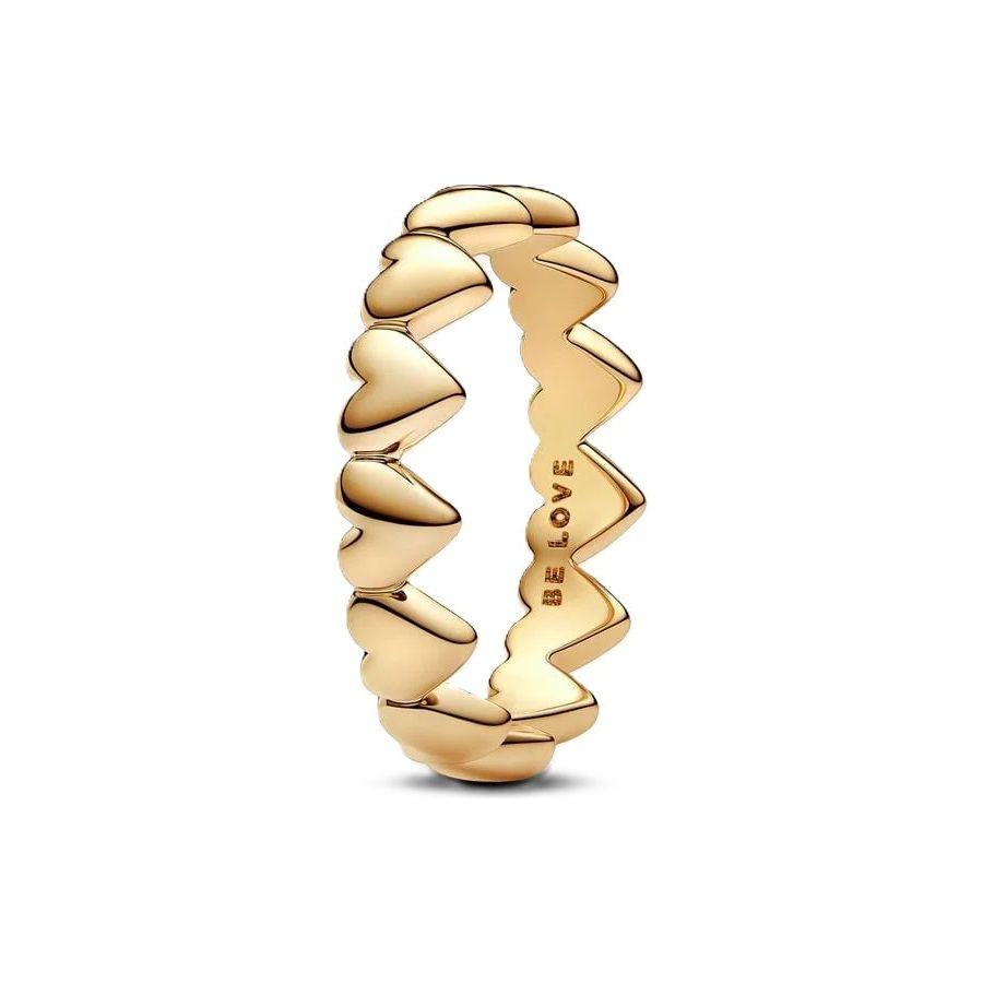 PANDORA Jewelry gold heart ring, Mod. 163427C00-52, featuring 'Be Love' engraving