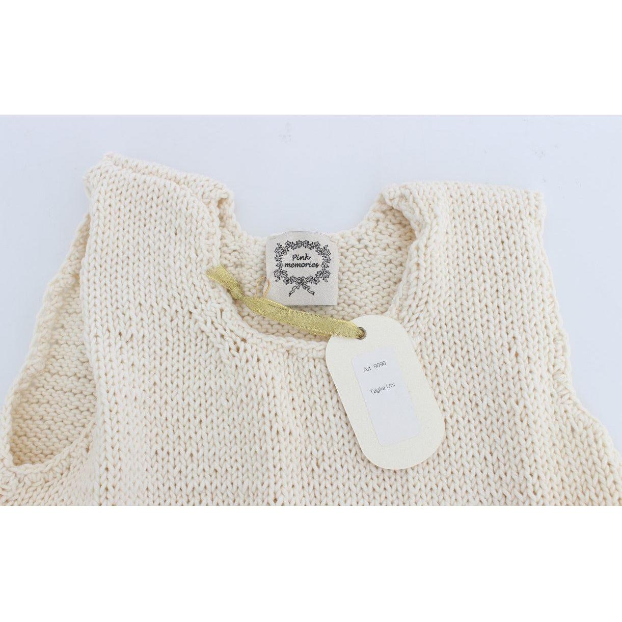 PINK MEMORIES Beige Cotton Blend Knitted Sleeveless Sweater SIG30253-1