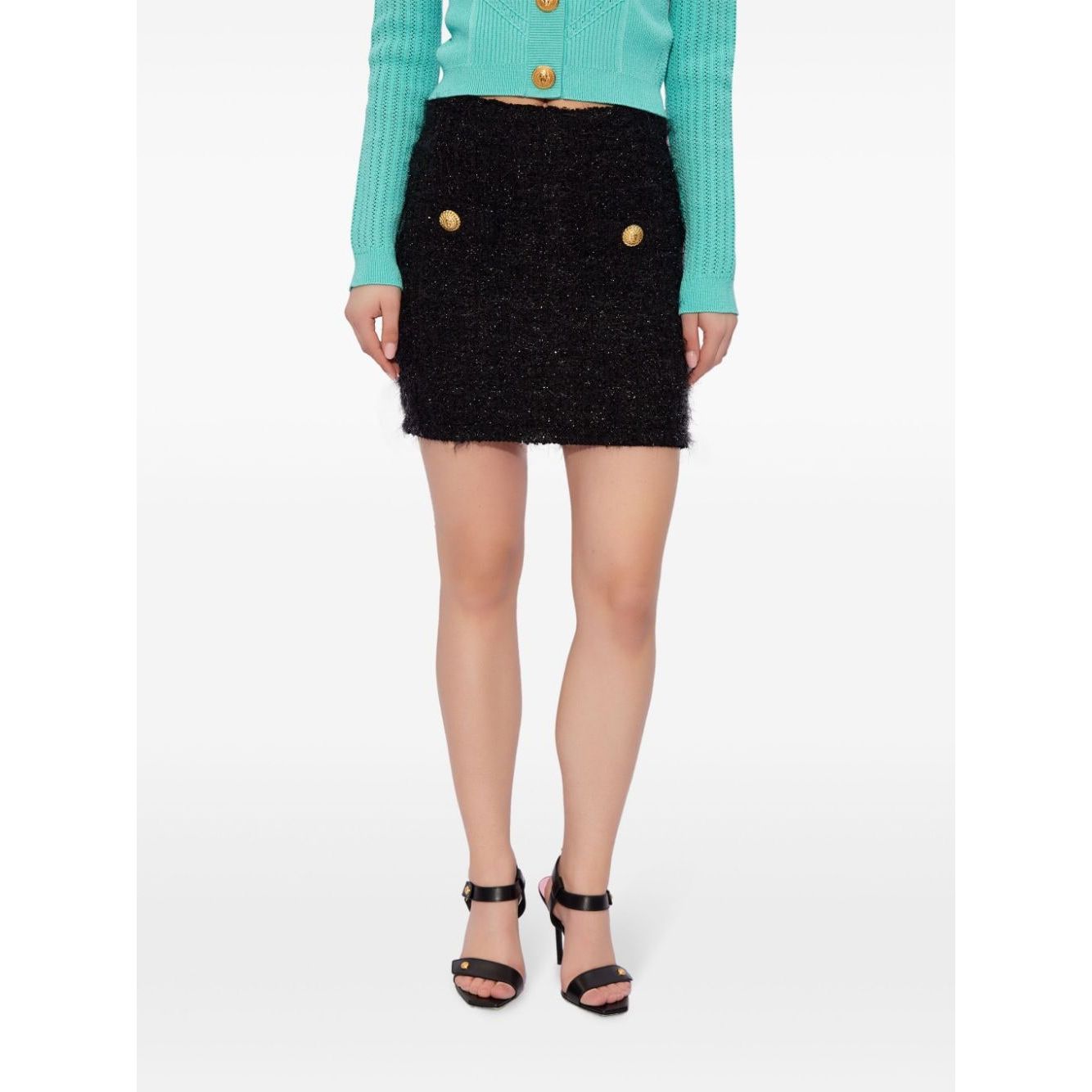 Balmain High-waisted bouclé miniskirt