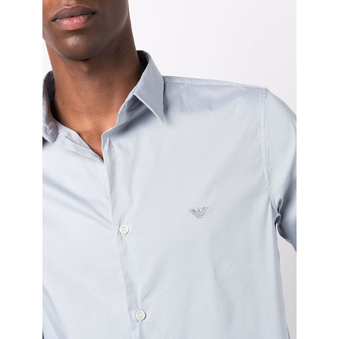 Emporio Armani logo-embroidered long-sleeve shirt