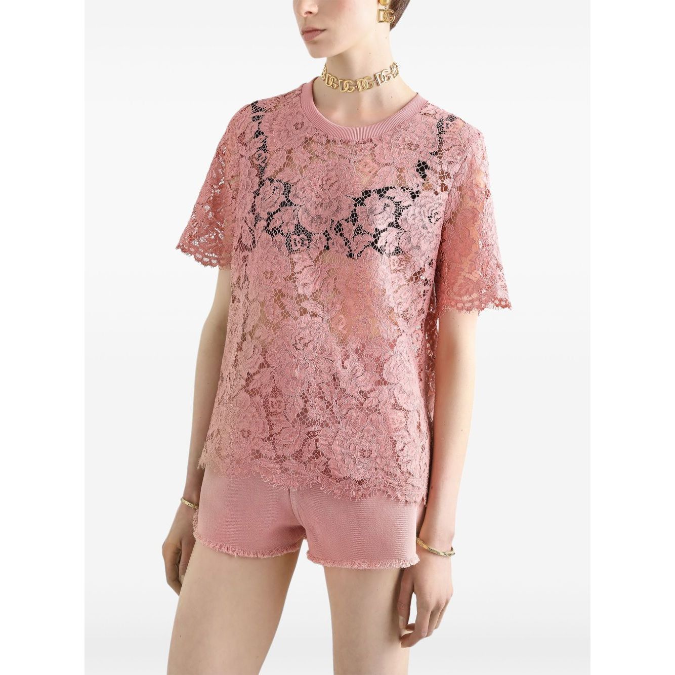 Dolce & Gabbana corded lace short sleeved T-shirt Topwear