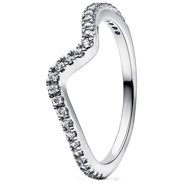 Silver 925° lady ring with crystals, PANDORA JEWELRY Mod. 192539C01-56, made in Thailand, presented in an official box.
