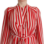 Dolce & Gabbana White Red Silk A-Line Shift Gown Dress DR28634- IT40