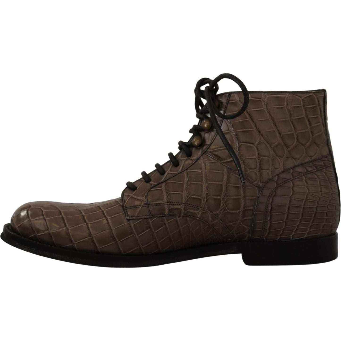 Dolce & Gabbana Gray Crocodile Leather Derby Boots