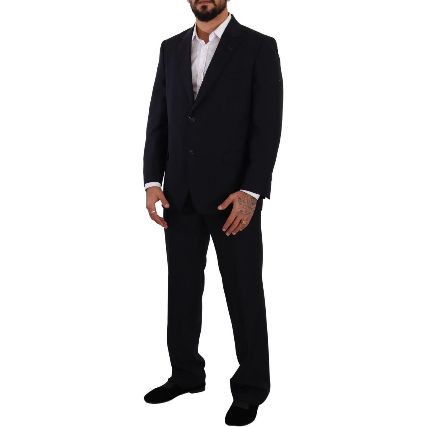 Domenico Tagliente Blue Polyester Single Breasted Formal Suit