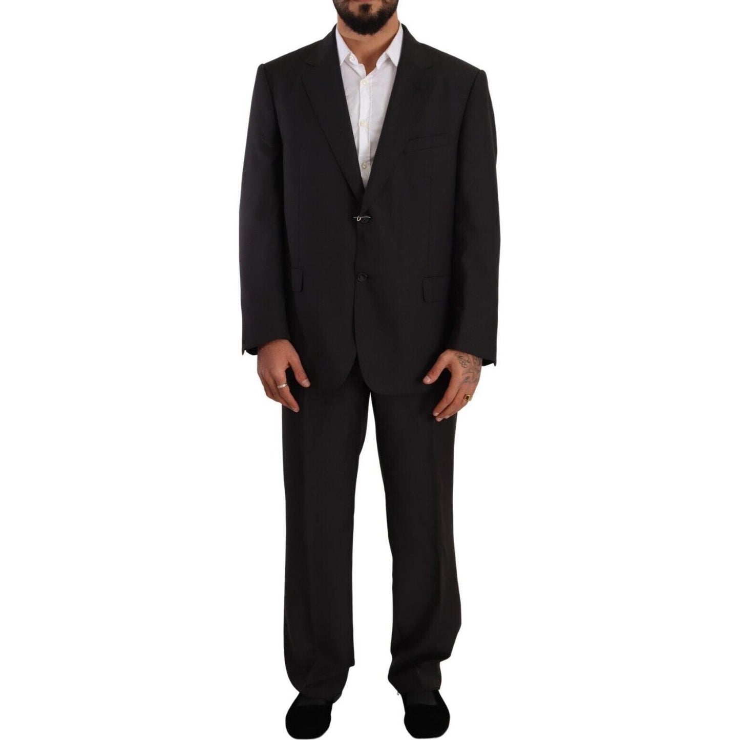 Domenico Tagliente Gray Polyester Single Breasted Formal Suit