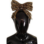 Dolce & Gabbana Gold Crystal Beaded Sequined Silk Bow Headband Diadem SMY100822#