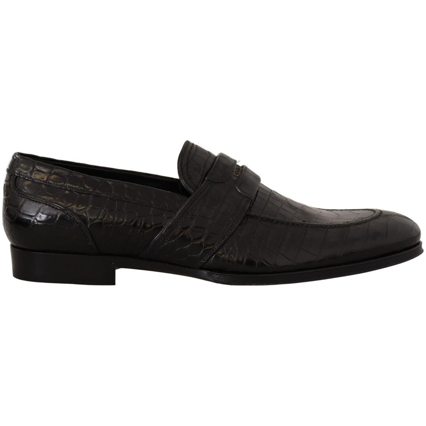Dolce & Gabbana Black Crocodile Leather Slip On Moccasin Shoes