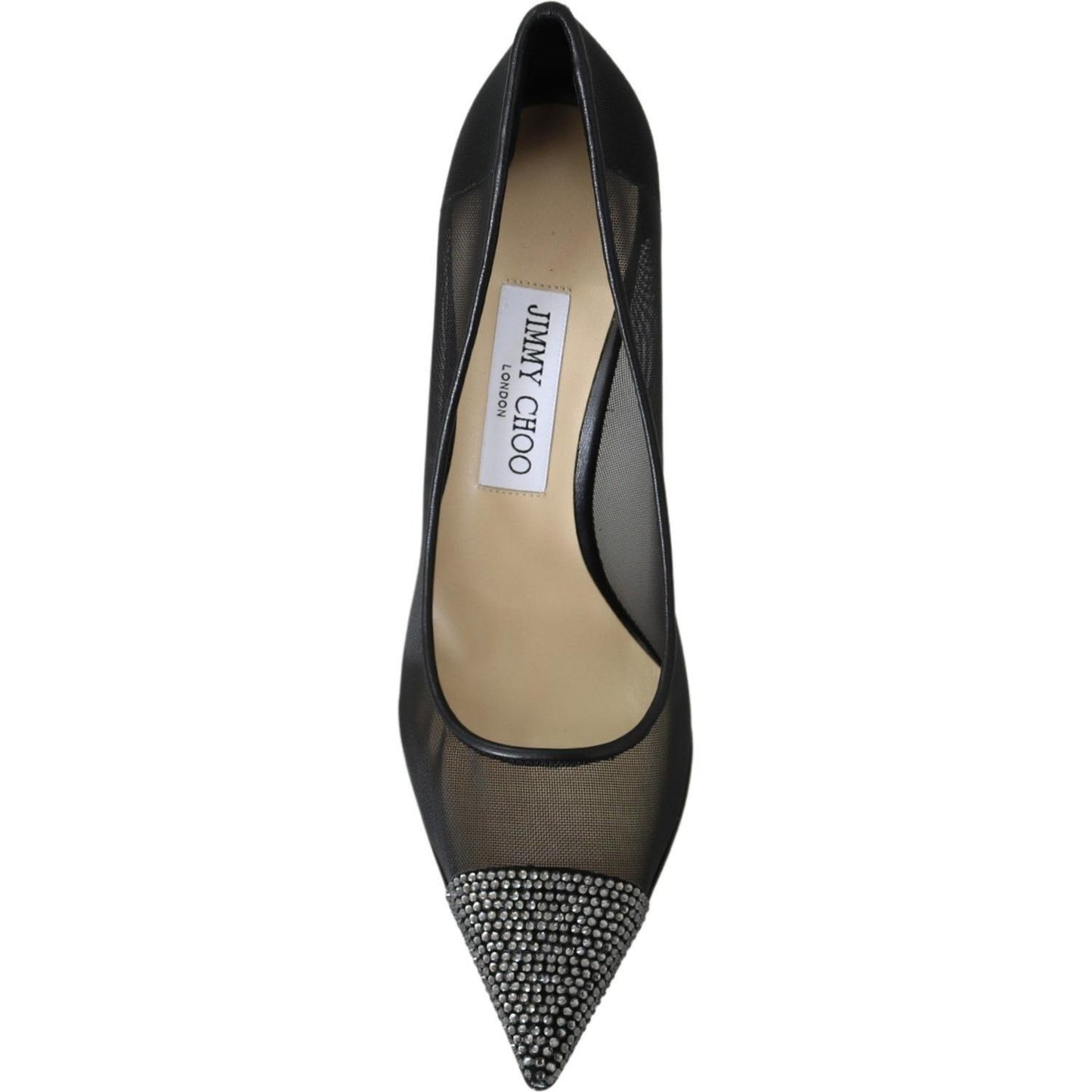 Jimmy Choo Elegant Black Mesh Crystal Pumps 194611090618