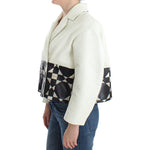 Andrea Pompilio White Black Cropped Leather Jacket SIG12659-1