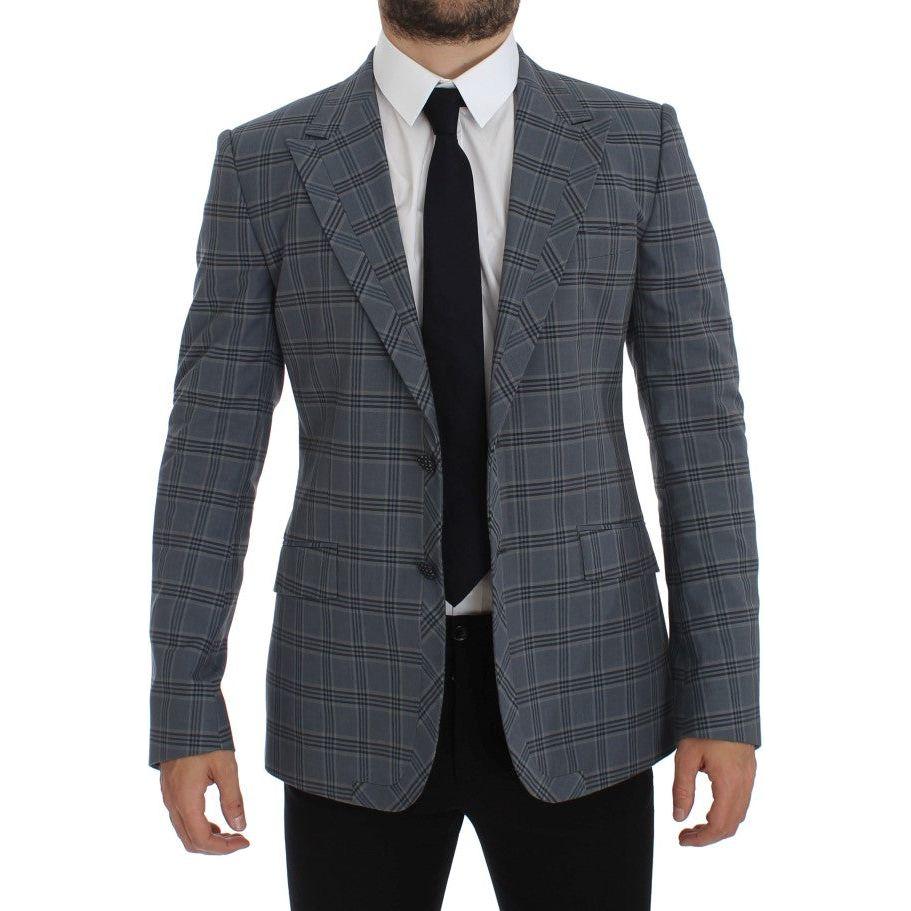 Dolce & Gabbana Blue Checkered Slim Fit Blazer Jacket GTT10074