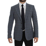 Dolce & Gabbana Blue Checkered Slim Fit Blazer Jacket GTT10074