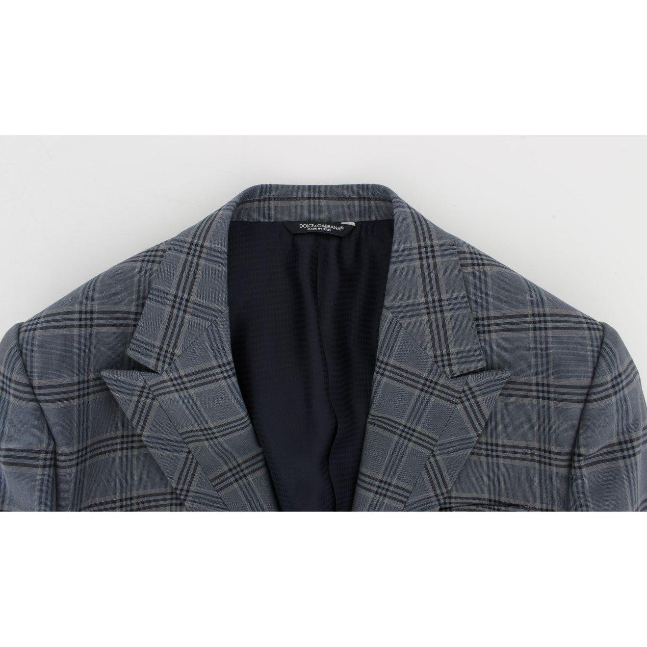 Dolce & Gabbana Blue Checkered Slim Fit Blazer Jacket GTT10074