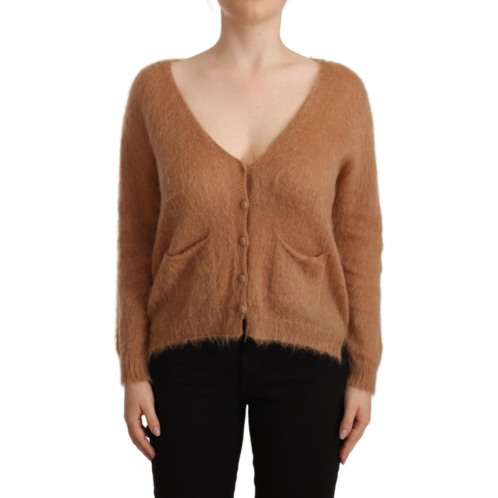 PINK MEMORIES Brown Cardigan V-Neck Long Sleeve Sweater TSH3202 - 42