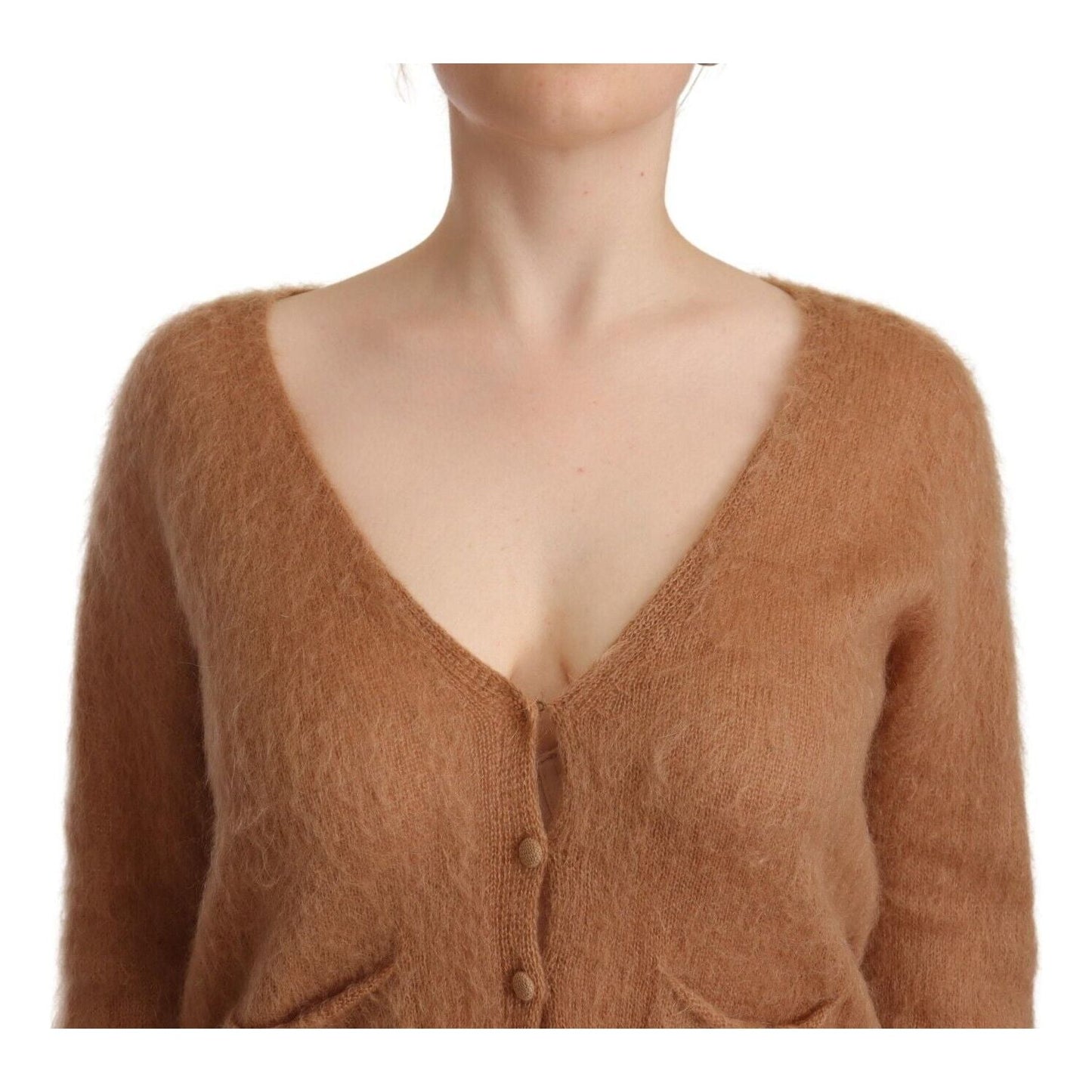 PINK MEMORIES Brown Cardigan V-Neck Long Sleeve Sweater TSH3202 - 42