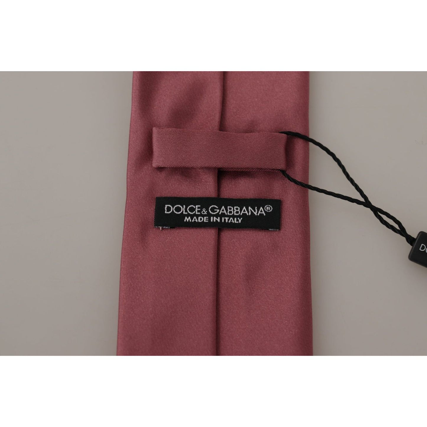 Dolce & Gabbana Pink Solid Print Silk Adjustable Necktie Accessory Tie