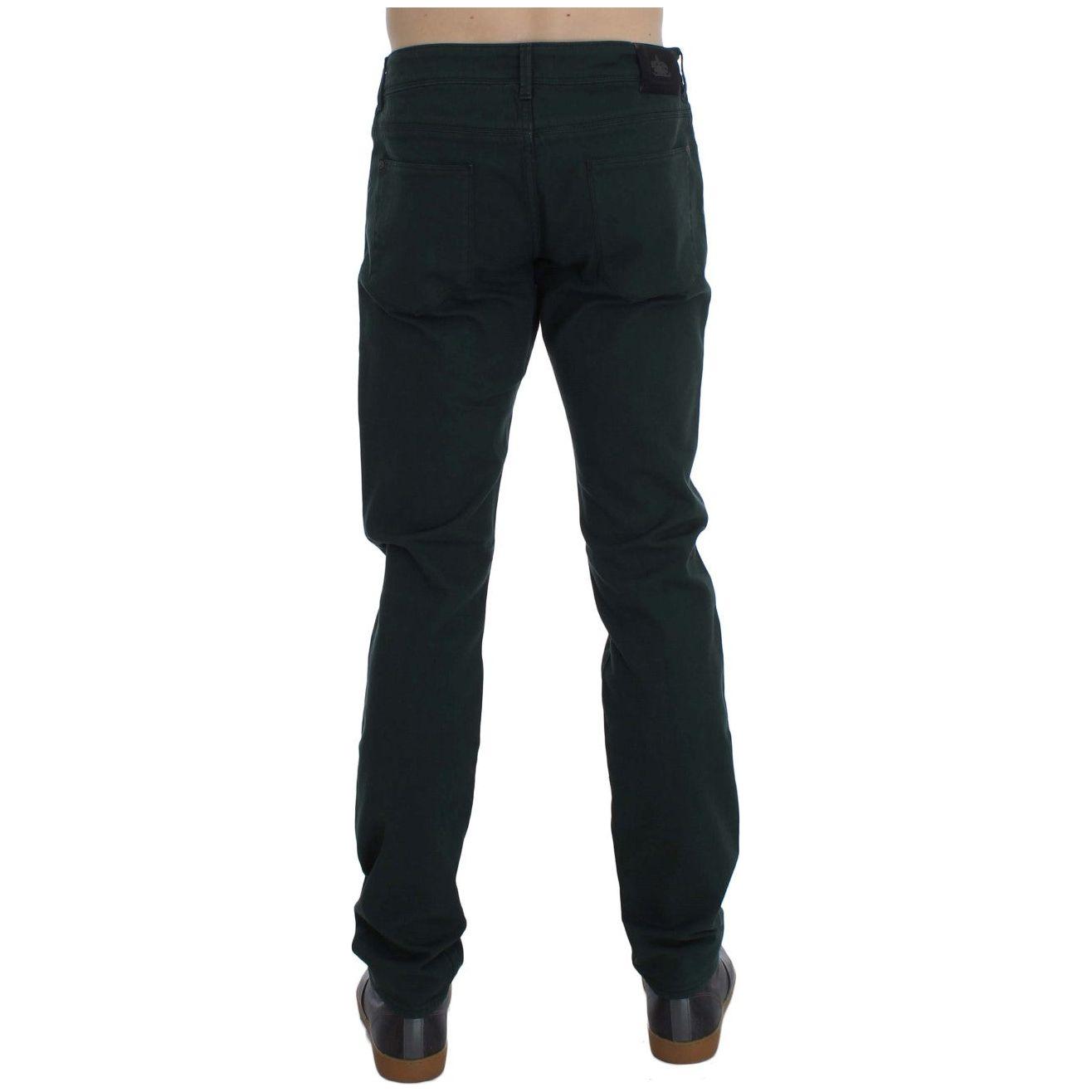 Ermanno Scervino Green Cotton Denim Stretch Straight Fit Jeans SIG30566-1
