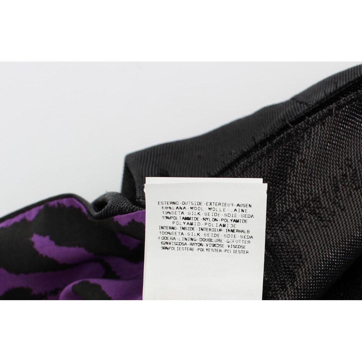 Exte Black Wool Silk Above Knee Straight Skirt SIG32485-2