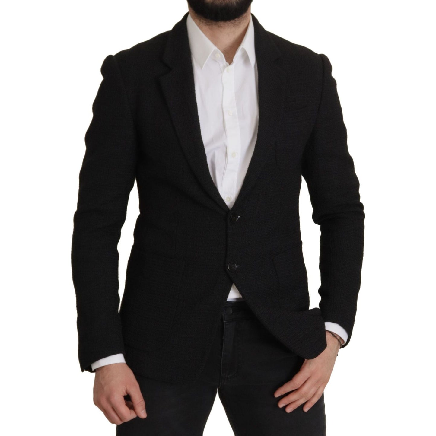 Dolce & Gabbana Black Single Breasted Coat Men Blazer