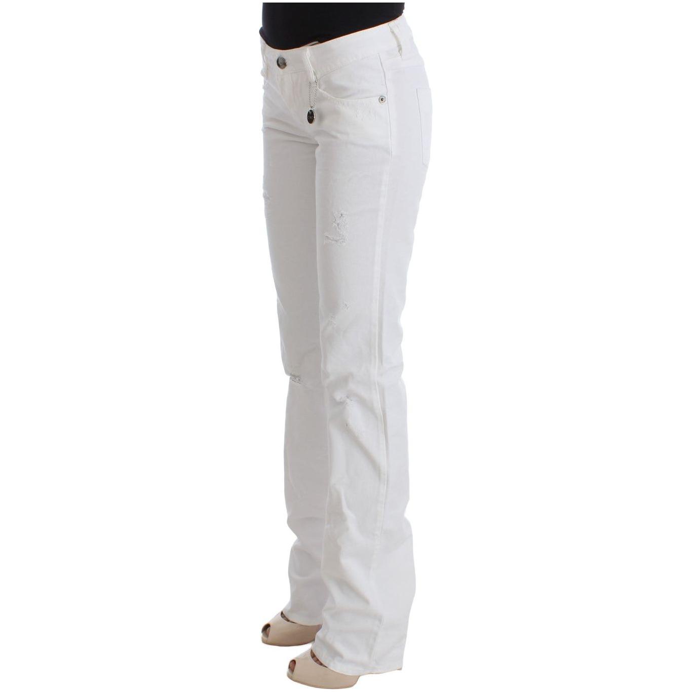 Costume National White Cotton Slim Fit Denim Bootcut Jeans