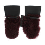 Dolce & Gabbana Black Leather Bordeaux Shearling Gloves LB107-3