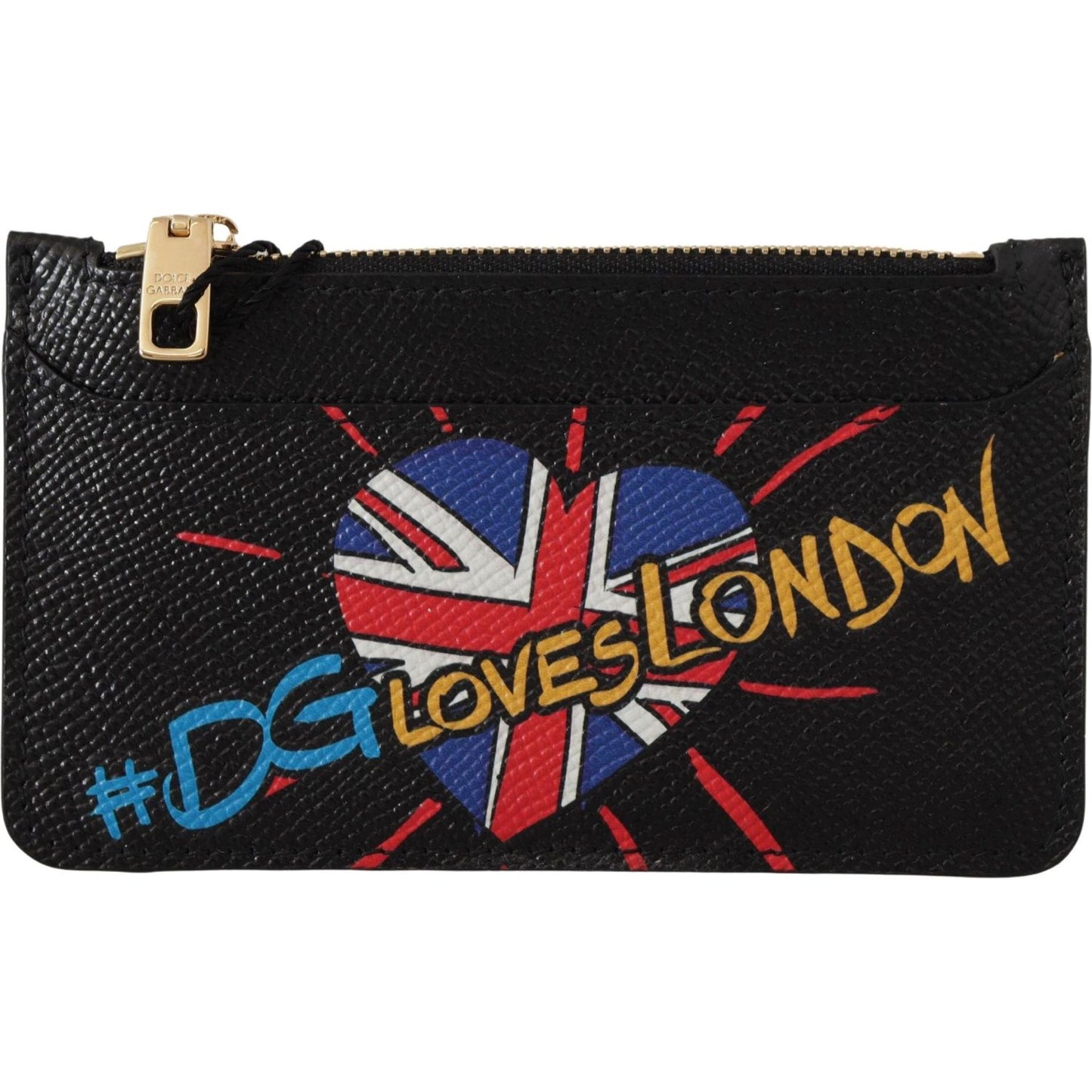 Dolce & Gabbana Black Leather #DGLovesLondon Women Cardholder Coin Case Wallet